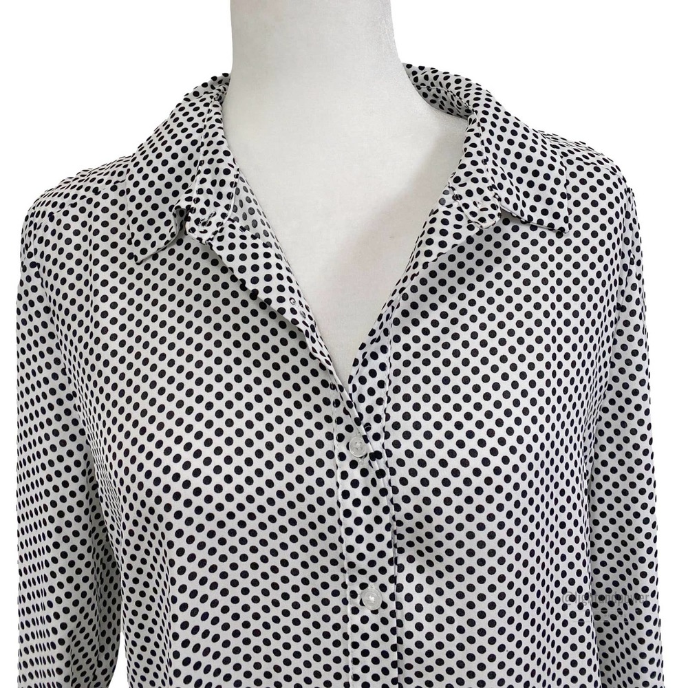 Como Vintage Black White Polk Dot Tunic Blouse S  - Picture 8 of 12
